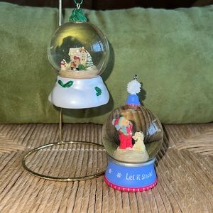 Vintage Hallmark Snowglobe Ornaments Set of 2- dated 2002 - SFH *no boxes*